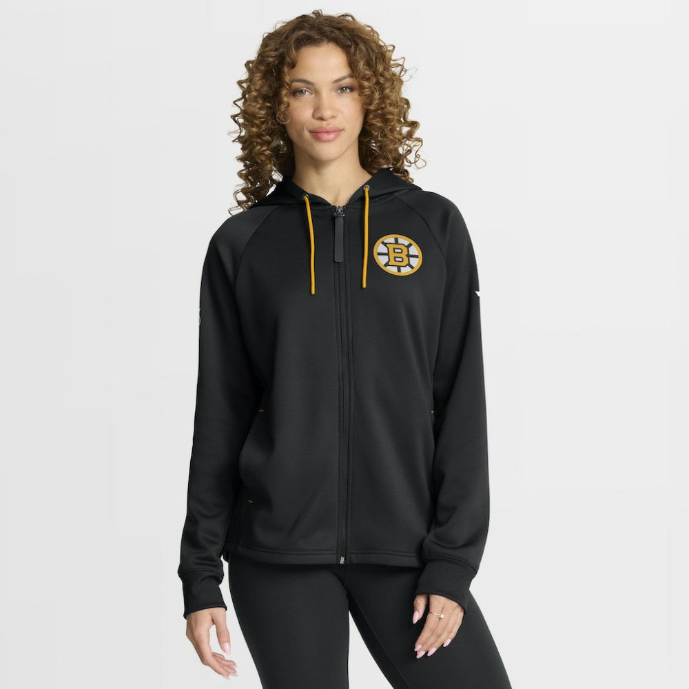 Boston Bruins Fanatics Women's Authentic Pro Rink Raglan Full-Zip Hoodie - Black | US 202493241