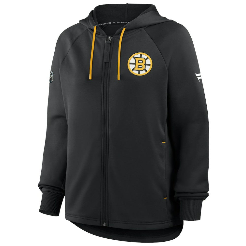 Boston Bruins Fanatics Women's Authentic Pro Rink Raglan Full-Zip Hoodie - Black | US 202493241