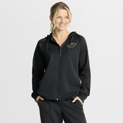 Minnesota Wild Fanatics Women's Authentic Pro Rink Raglan Full-Zip Hoodie - Black | US 202493244
