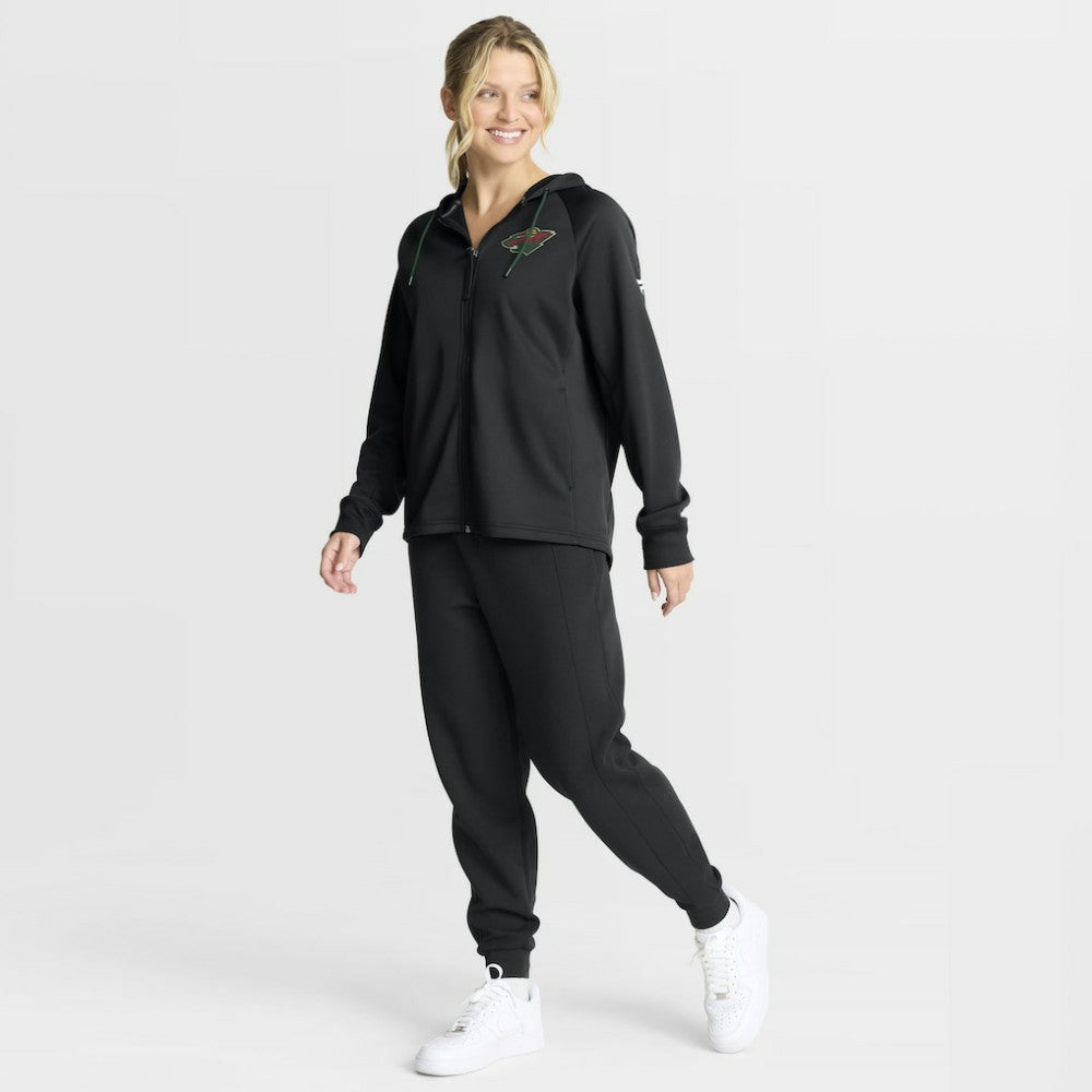 Minnesota Wild Fanatics Women's Authentic Pro Rink Raglan Full-Zip Hoodie - Black | US 202493244