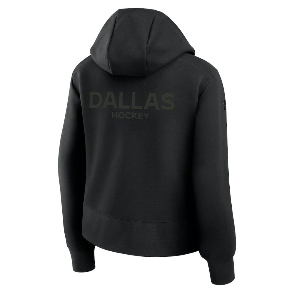 Dallas Stars Fanatics Women's Authentic Pro Road Tri-Blend Quarter-Zip Hoodie - Black | US 202493438