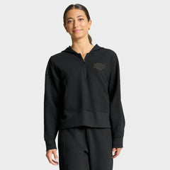 Los Angeles Kings Fanatics Women's Authentic Pro Road Tri-Blend Quarter-Zip Hoodie - Black | US 202493450
