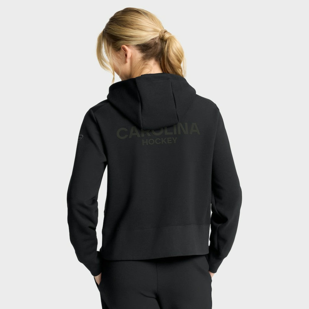 Carolina Hurricanes Fanatics Women's Authentic Pro Road Tri-Blend Quarter-Zip Hoodie - Black | US 202493471