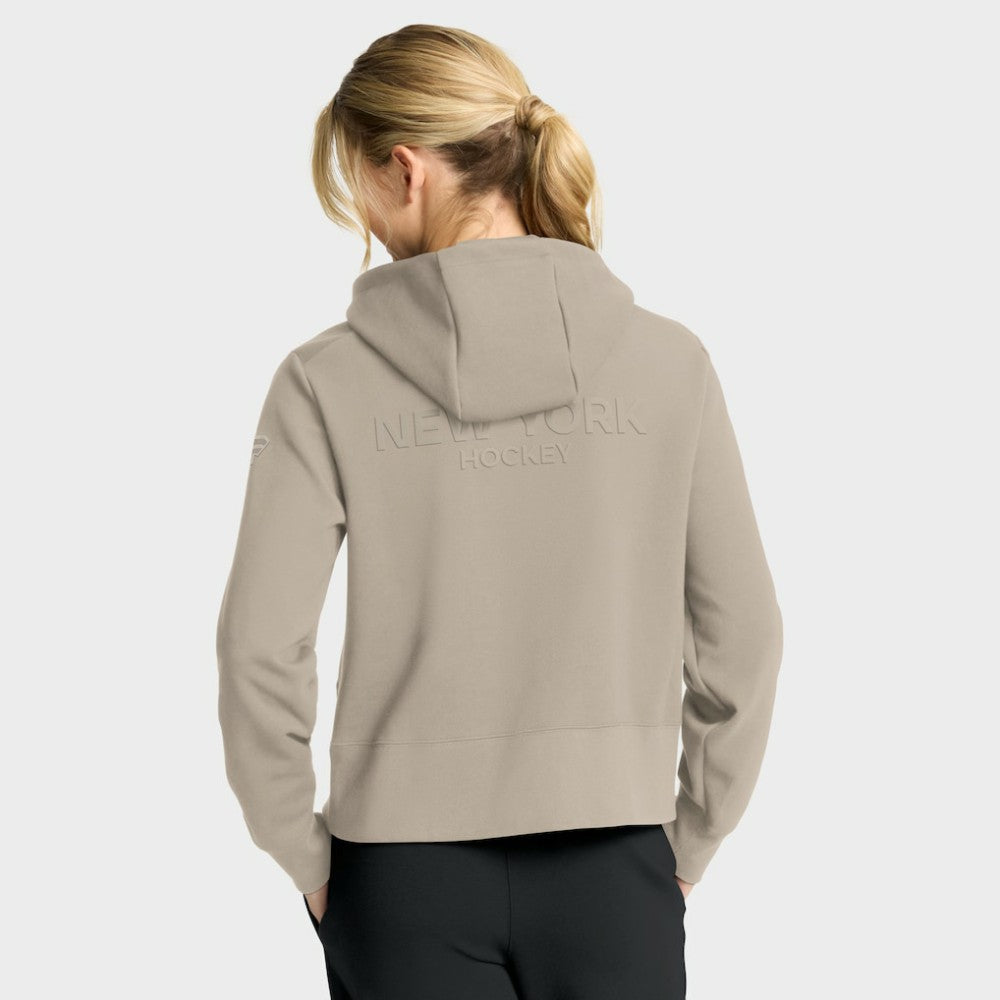 New York Rangers Fanatics Women's Authentic Pro Road Tri-Blend Quarter-Zip Hoodie - Tan | US 202493490