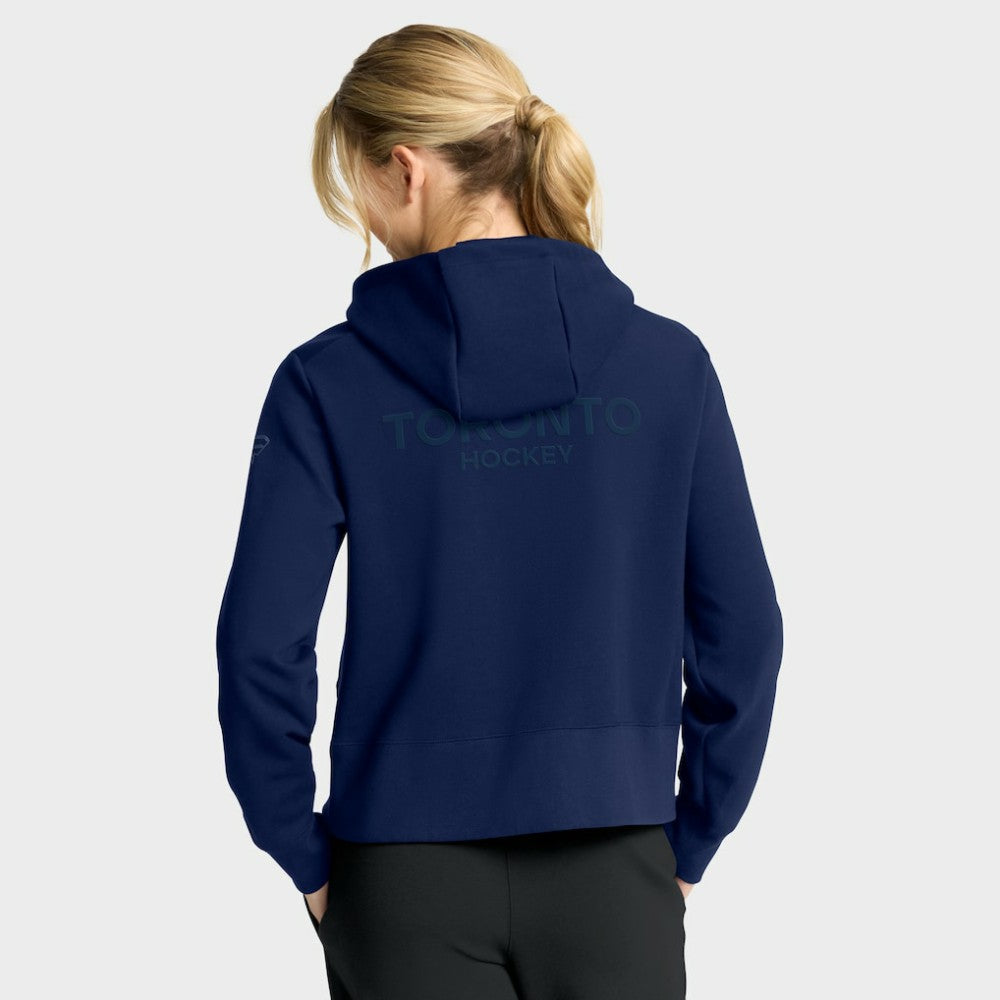 Toronto Maple Leafs Fanatics Women's Authentic Pro Road Tri-Blend Quarter-Zip Hoodie - Navy | US 202493495