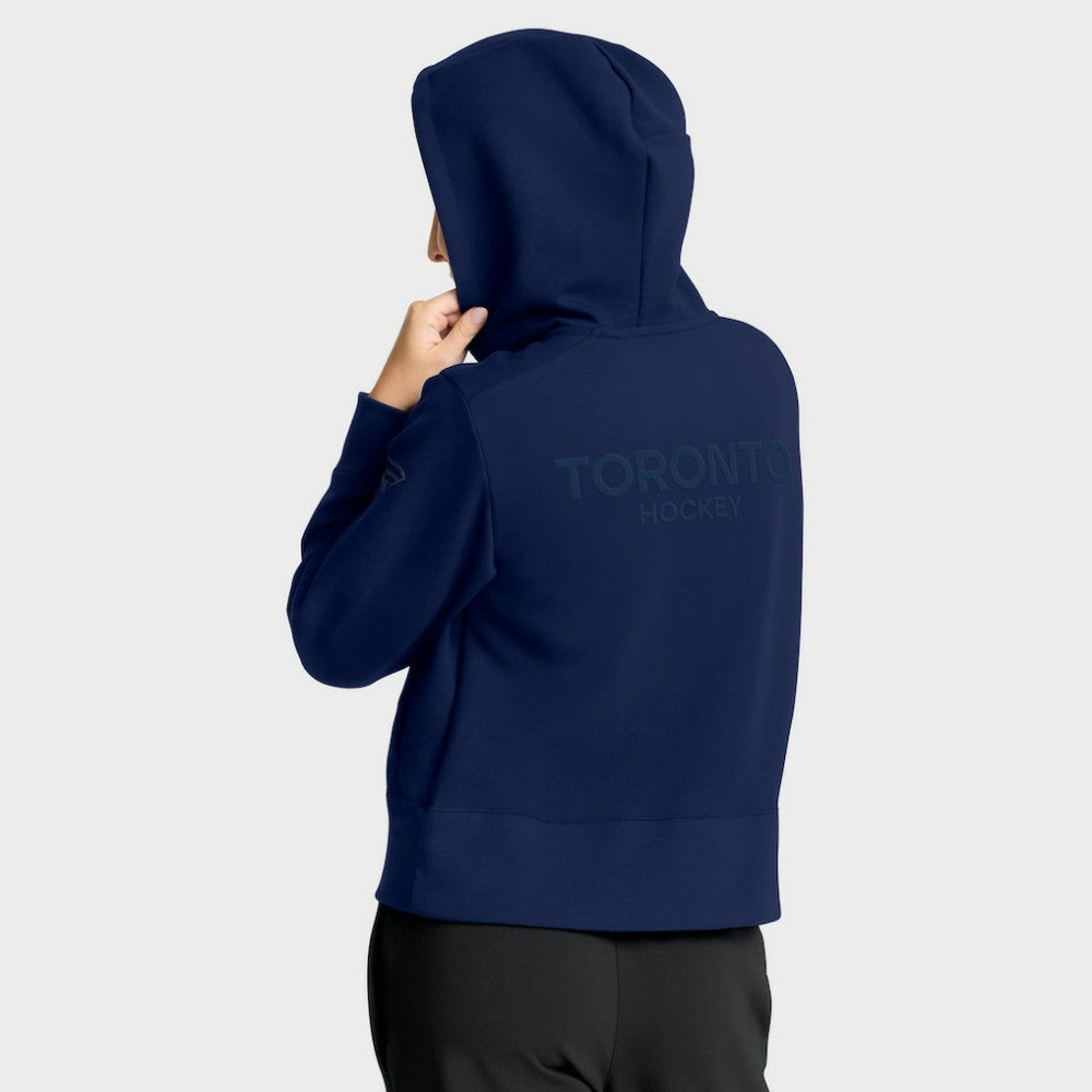 Toronto Maple Leafs Fanatics Women's Authentic Pro Road Tri-Blend Quarter-Zip Hoodie - Navy | US 202493495
