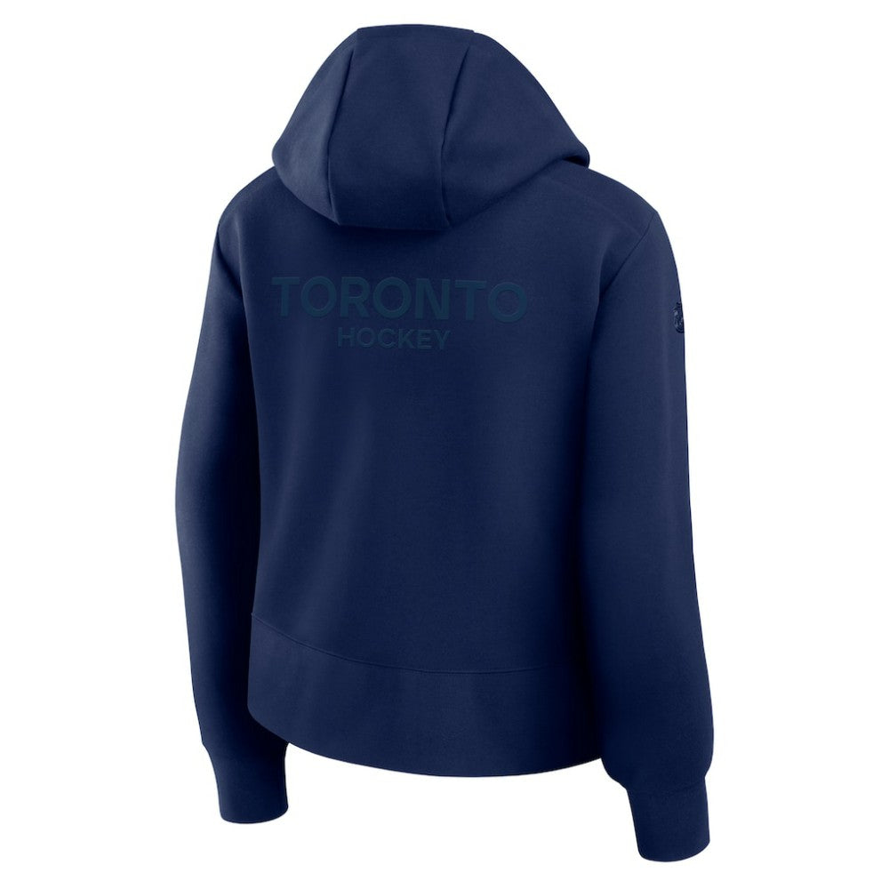 Toronto Maple Leafs Fanatics Women's Authentic Pro Road Tri-Blend Quarter-Zip Hoodie - Navy | US 202493495