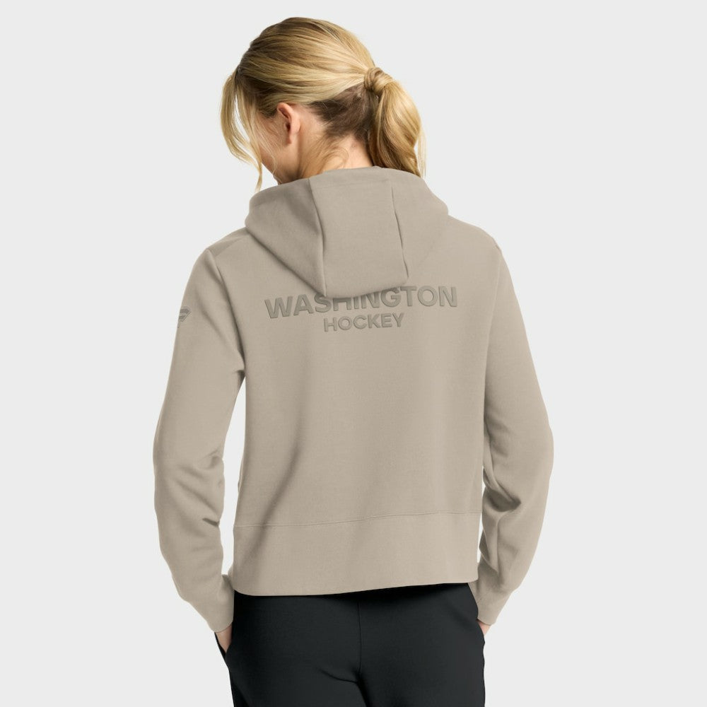 Washington Capitals Fanatics Women's Authentic Pro Road Tri-Blend Quarter-Zip Hoodie - Tan | US 202493511