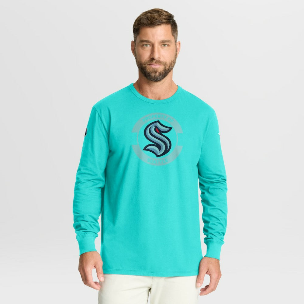 Seattle Kraken Fanatics Authentic Pro Property Of Practice Long Sleeve T-Shirt - Light Blue | US 202494521
