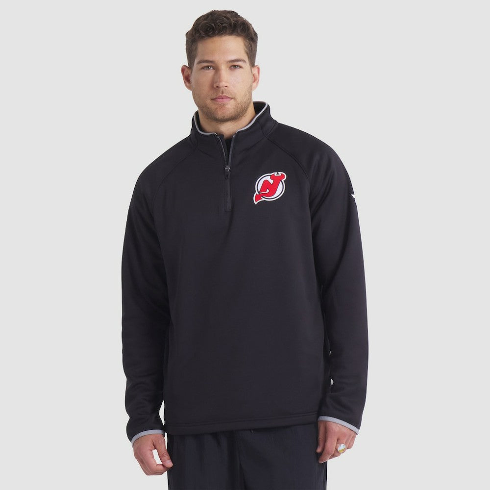 New Jersey Devils Fanatics Authentic Pro Rink Raglan Quarter-Zip Pullover - Black | US 202495199