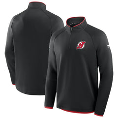 New Jersey Devils Fanatics Authentic Pro Rink Raglan Quarter-Zip Pullover - Black | US 202495199