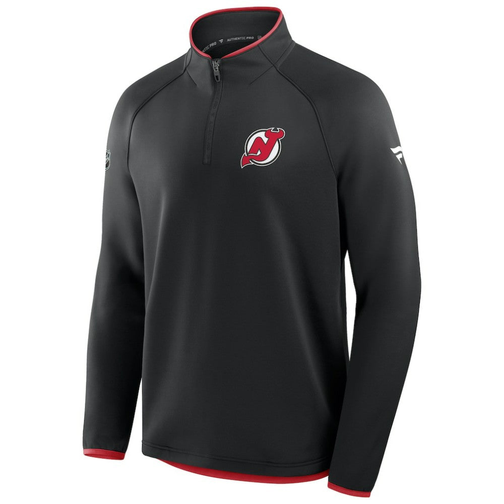 New Jersey Devils Fanatics Authentic Pro Rink Raglan Quarter-Zip Pullover - Black | US 202495199