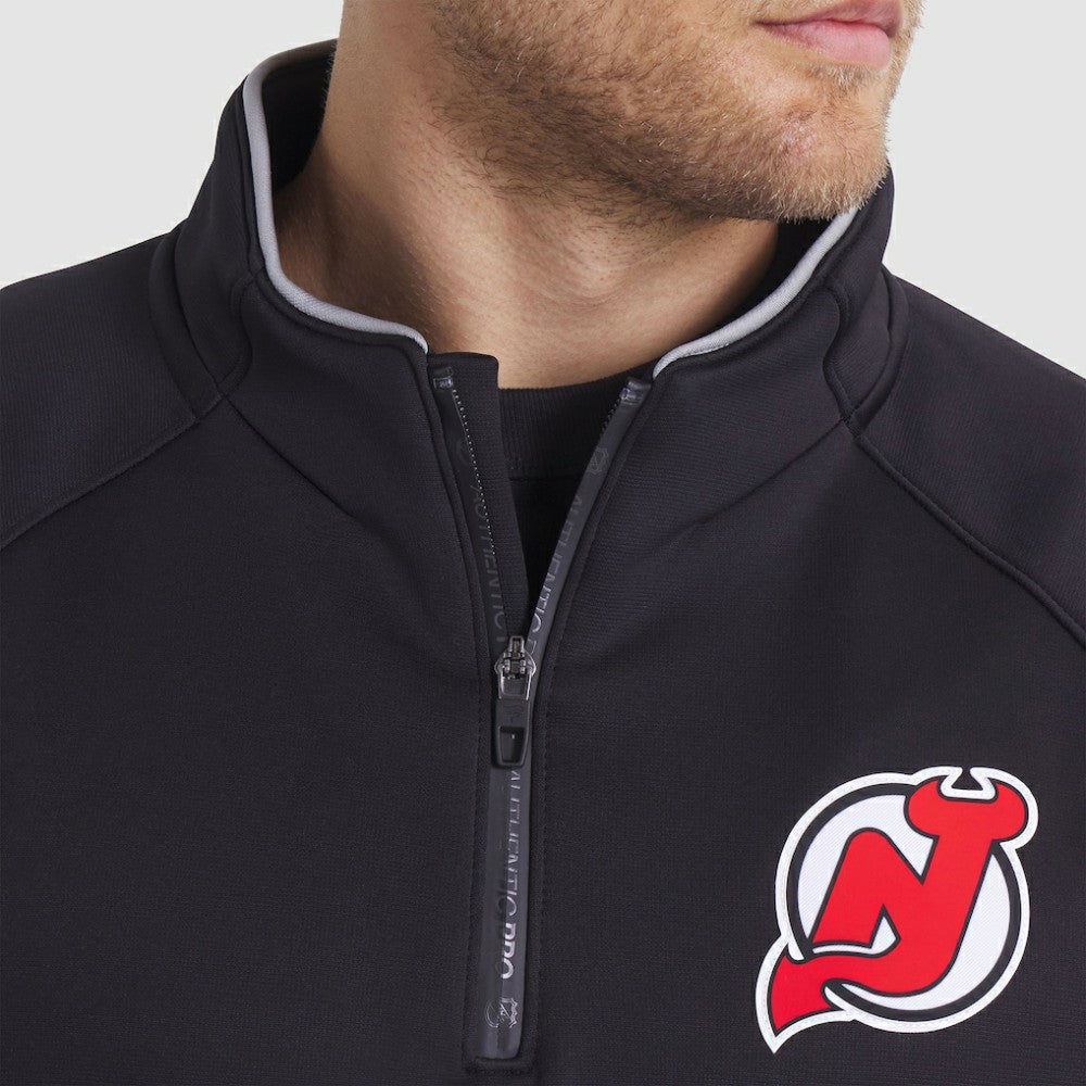 New Jersey Devils Fanatics Authentic Pro Rink Raglan Quarter-Zip Pullover - Black | US 202495199