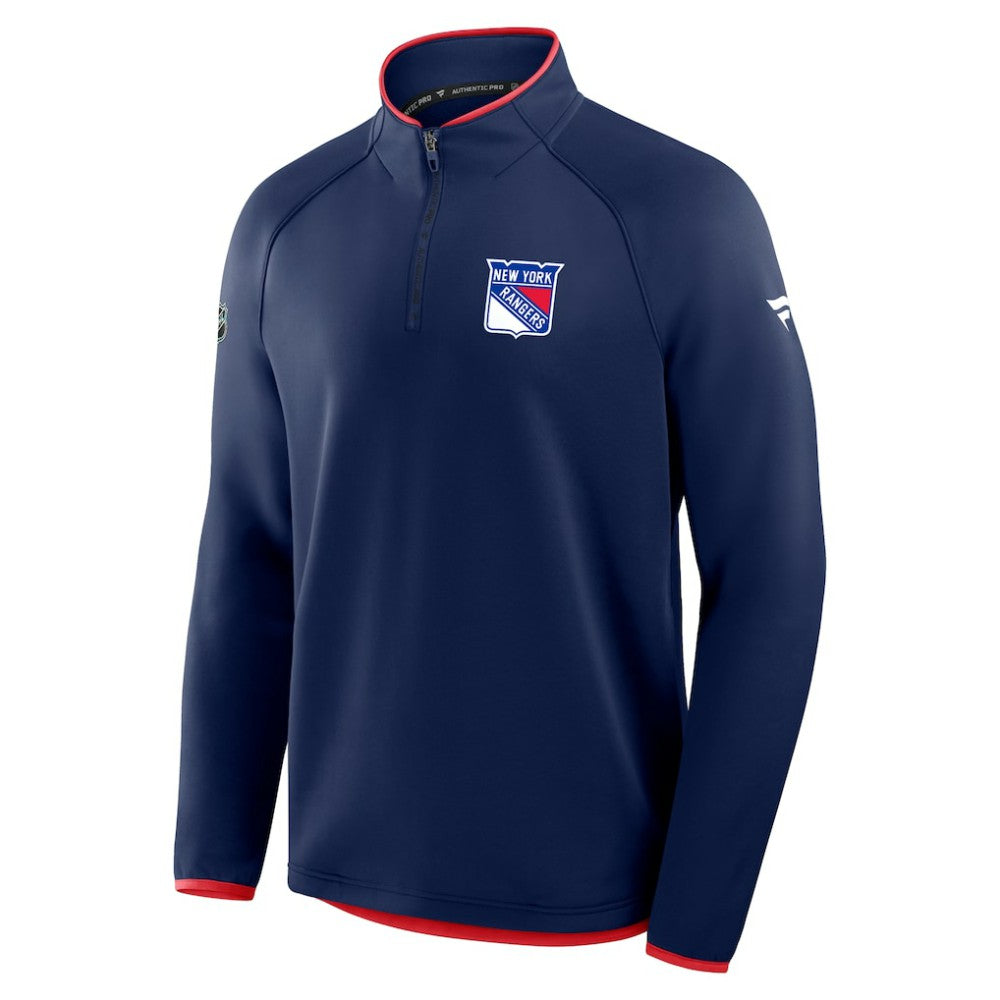 New York Rangers Fanatics Authentic Pro Rink Raglan Quarter-Zip Pullover - Navy | US 202495201