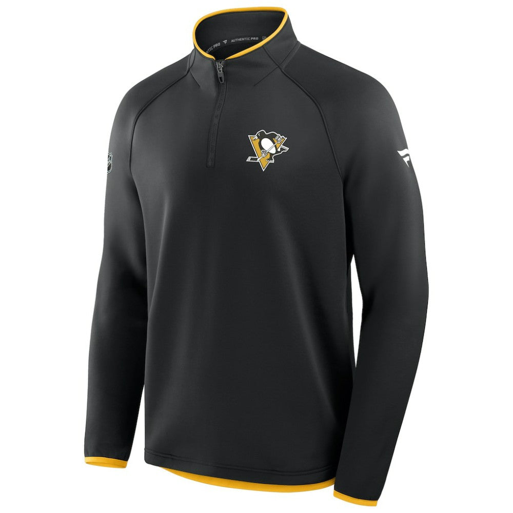 Pittsburgh Penguins Fanatics Authentic Pro Rink Raglan Quarter-Zip Pullover - Black | US 202495206