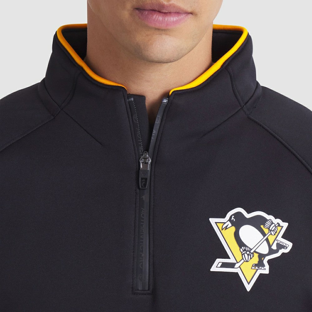 Pittsburgh Penguins Fanatics Authentic Pro Rink Raglan Quarter-Zip Pullover - Black | US 202495206