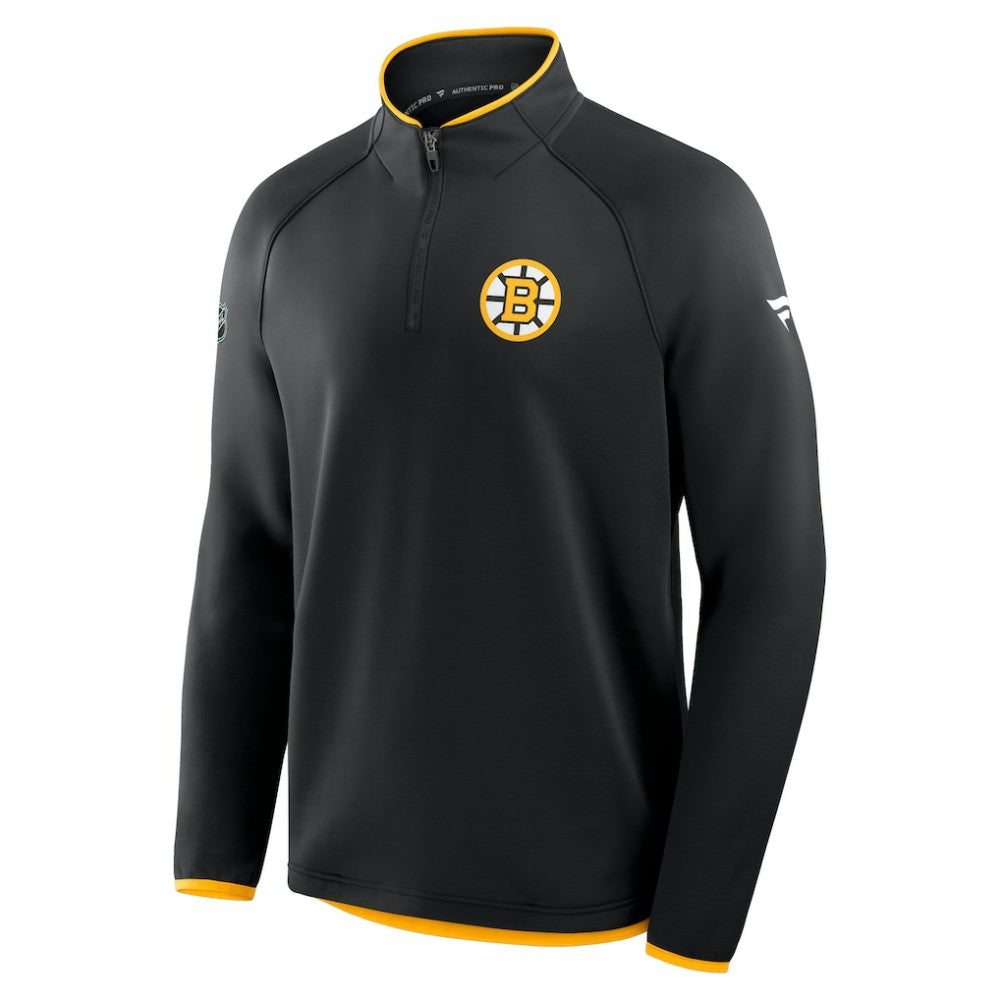 Boston Bruins Fanatics Authentic Pro Rink Raglan Quarter-Zip Pullover - Black | US 202495211