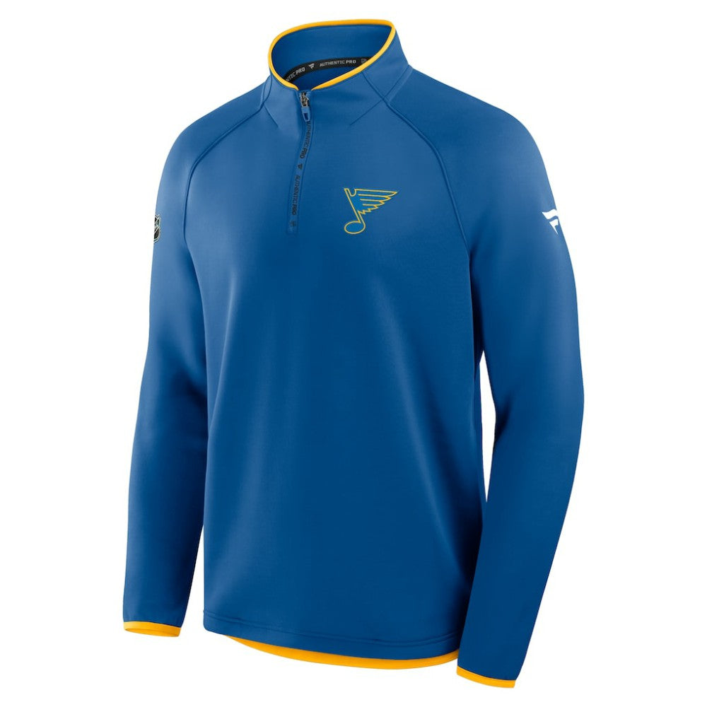 St. Louis Blues Fanatics Authentic Pro Rink Raglan Quarter-Zip Pullover - Blue | US 202495213