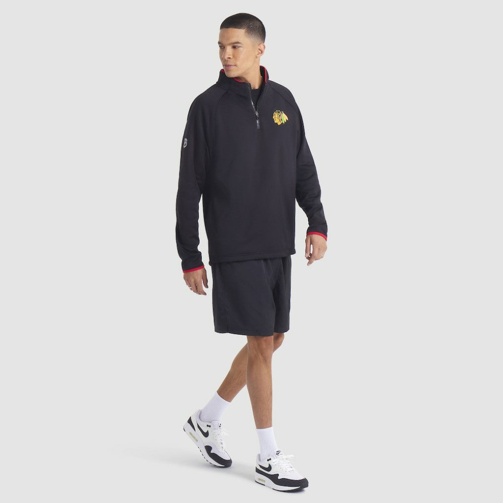 Chicago Blackhawks Fanatics Authentic Pro Rink Raglan Quarter-Zip Pullover - Black | US 202495217