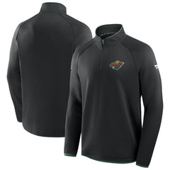 Minnesota Wild Fanatics Authentic Pro Rink Raglan Quarter-Zip Pullover - Black | US 202495228