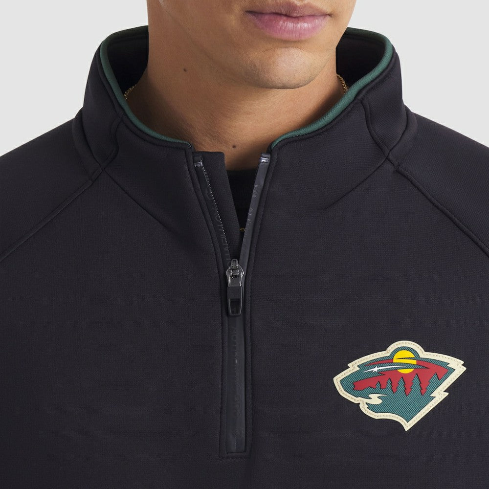 Minnesota Wild Fanatics Authentic Pro Rink Raglan Quarter-Zip Pullover - Black | US 202495228