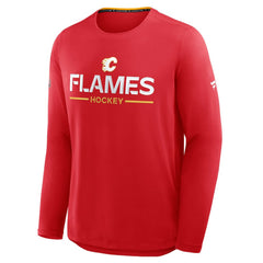 Calgary Flames Fanatics Authentic Pro Rink Tech Long Sleeve T-Shirt - Red | US 202495521