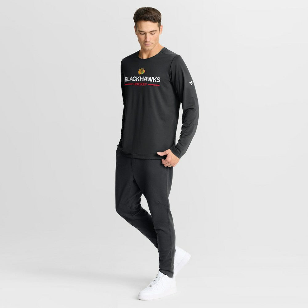 Chicago Blackhawks Fanatics Authentic Pro Rink Tech Long Sleeve T-Shirt - Black | US 202495523