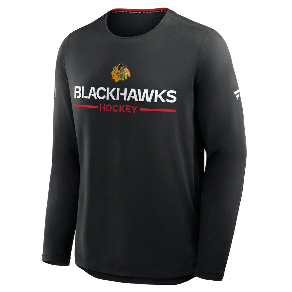 Chicago Blackhawks Fanatics Authentic Pro Rink Tech Long Sleeve T-Shirt - Black | US 202495523