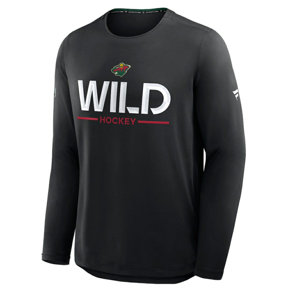 Minnesota Wild Fanatics Authentic Pro Rink Tech Long Sleeve T-Shirt - Black | US 202495531