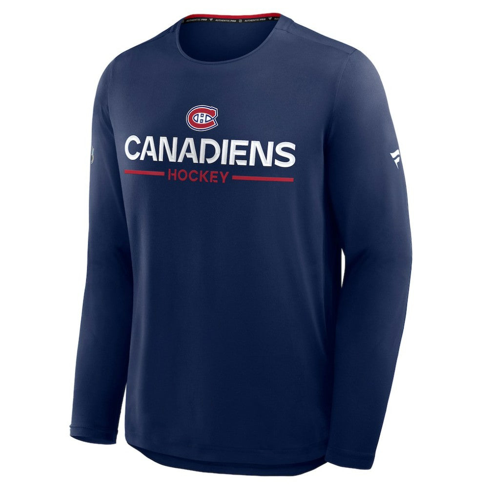 Montreal Canadiens Fanatics Authentic Pro Rink Tech Long Sleeve T-Shirt - Navy | US 202495532