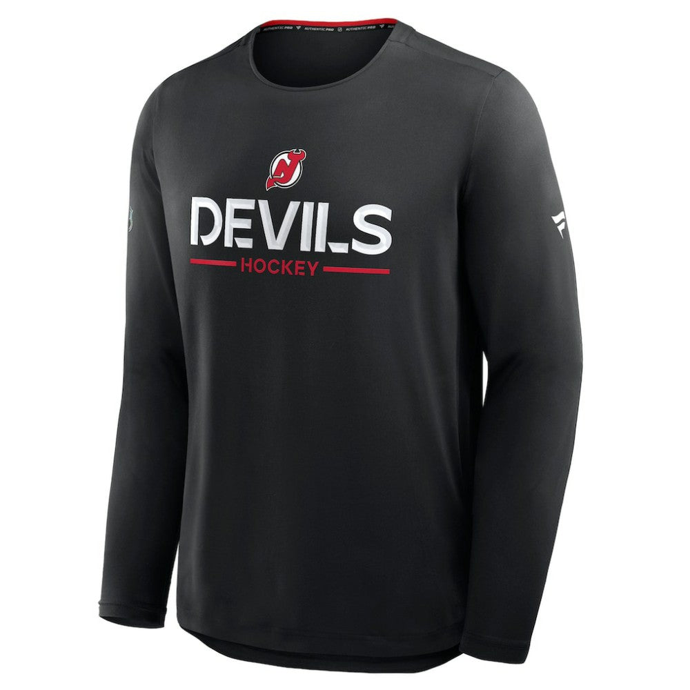 New Jersey Devils Fanatics Authentic Pro Rink Tech Long Sleeve T-Shirt - Black | US 202495534