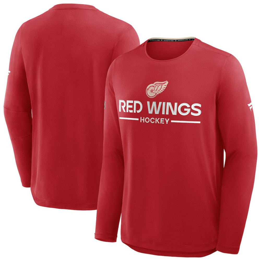 Detroit Red Wings Fanatics Authentic Pro Centennial Rink Tech Long Sleeve T-Shirt - Red | US 202495551
