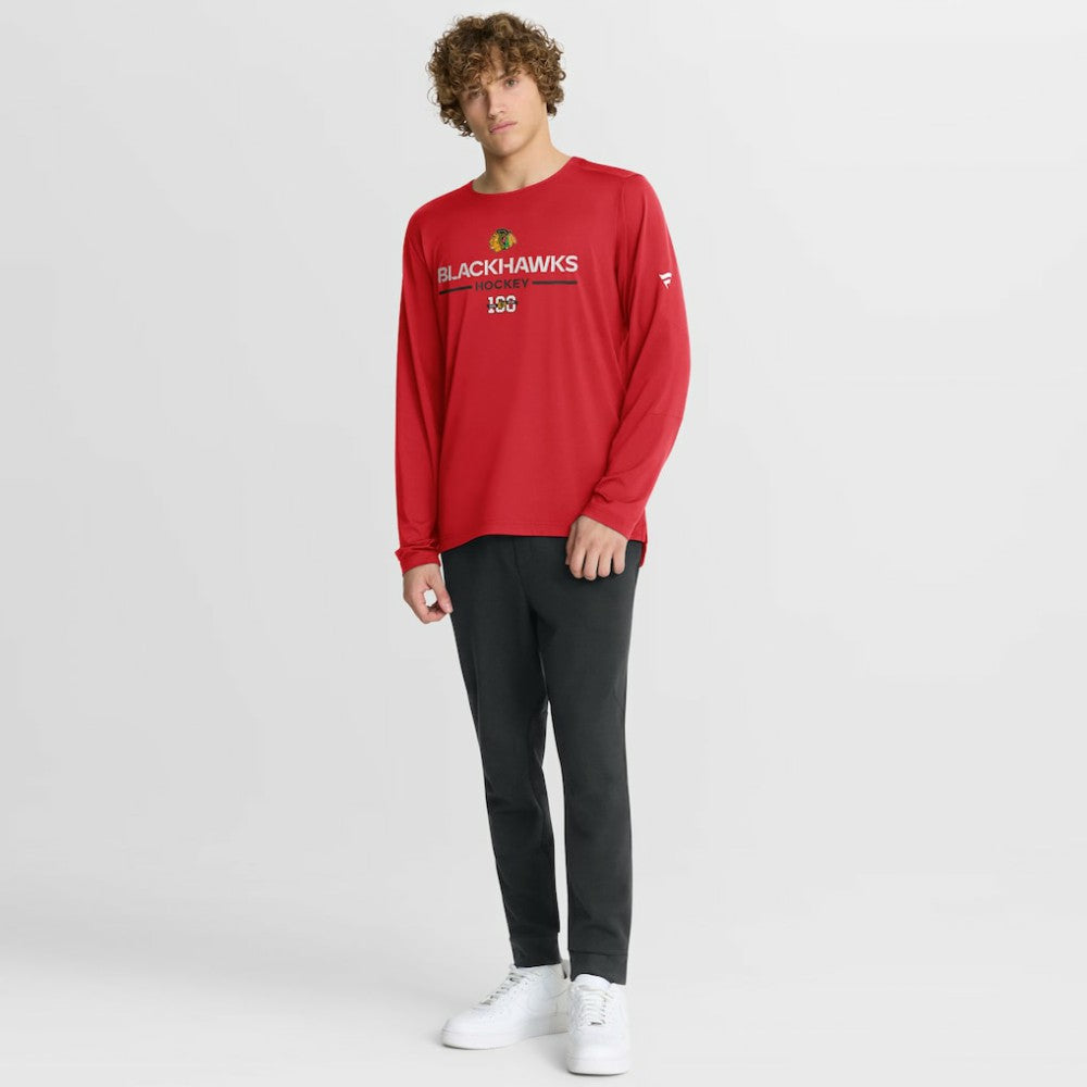 Chicago Blackhawks Fanatics Authentic Pro Centennial Rink Tech Long Sleeve T-Shirt - Red | US 202495552