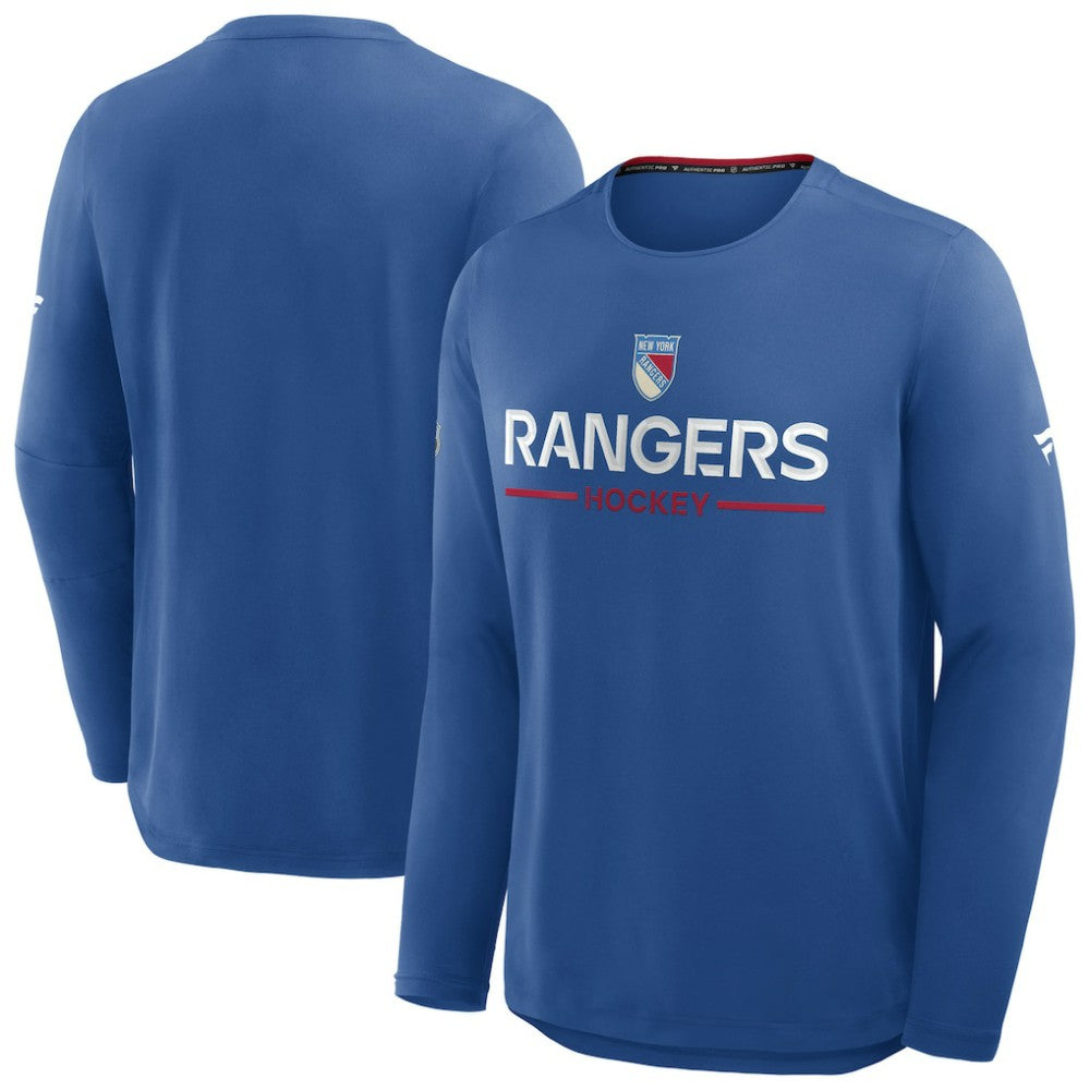 New York Rangers Fanatics Authentic Pro Rink Centennial Tech Long Sleeve T-Shirt - Blue | US 202495553