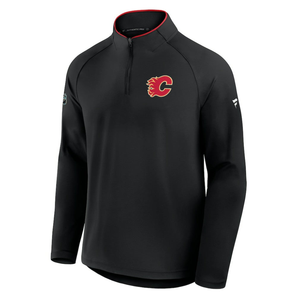 Calgary Flames Fanatics Authentic Pro Rink Training Quarter-Zip Pullover - Black | US 202495638