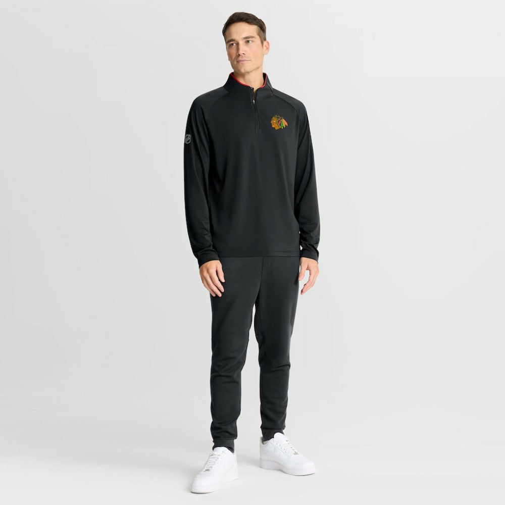 Chicago Blackhawks Fanatics Authentic Pro Rink Training Quarter-Zip Pullover - Black | US 202495640