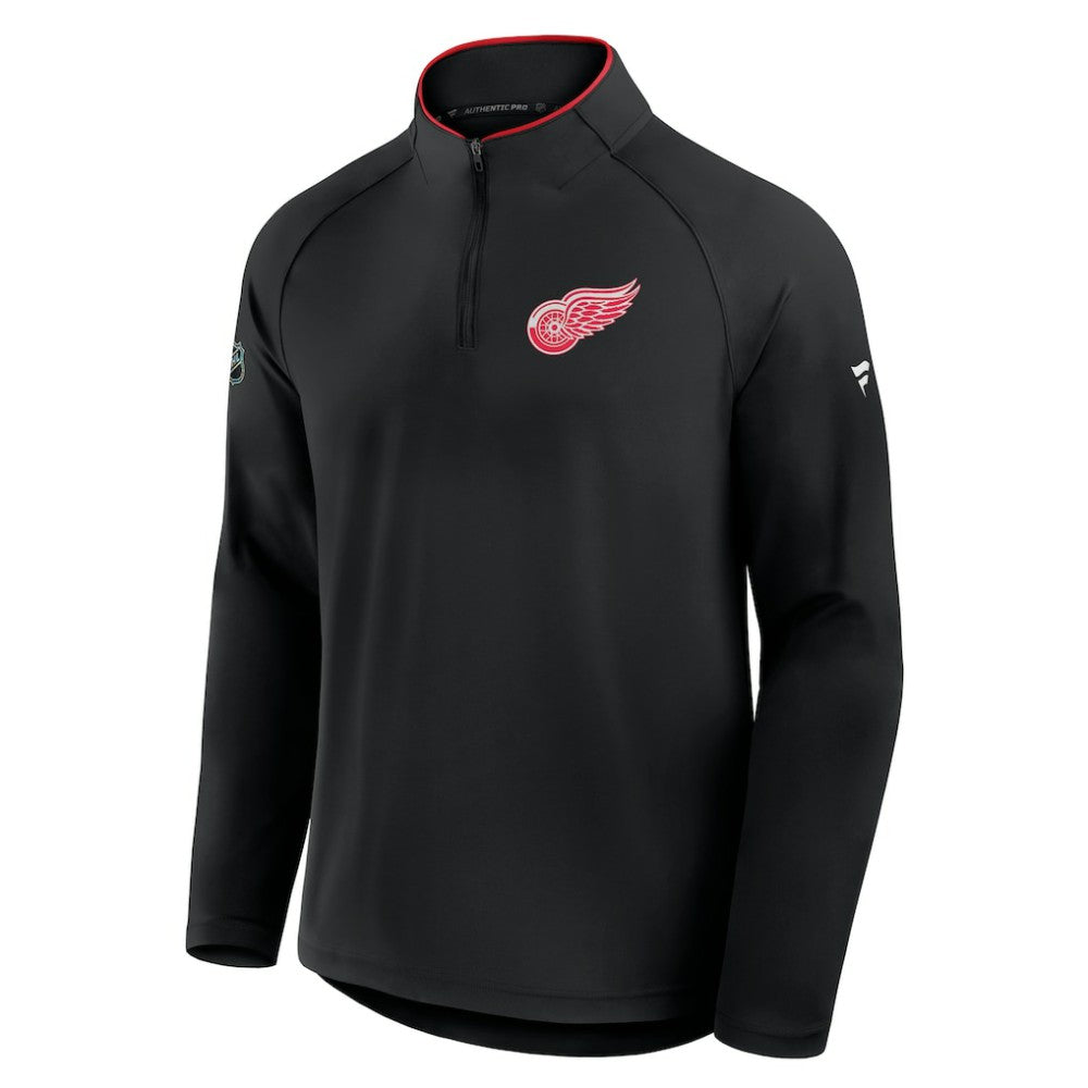 Detroit Red Wings Fanatics Authentic Pro Rink Training Quarter-Zip Pullover - Black | US 202495645