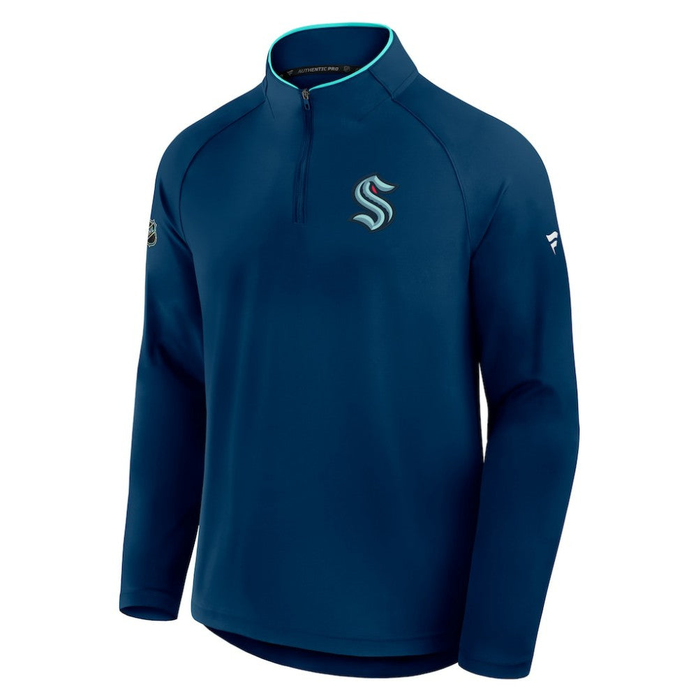Seattle Kraken Fanatics Authentic Pro Rink Training Quarter-Zip Pullover - Deep Sea Blue | US 202495662