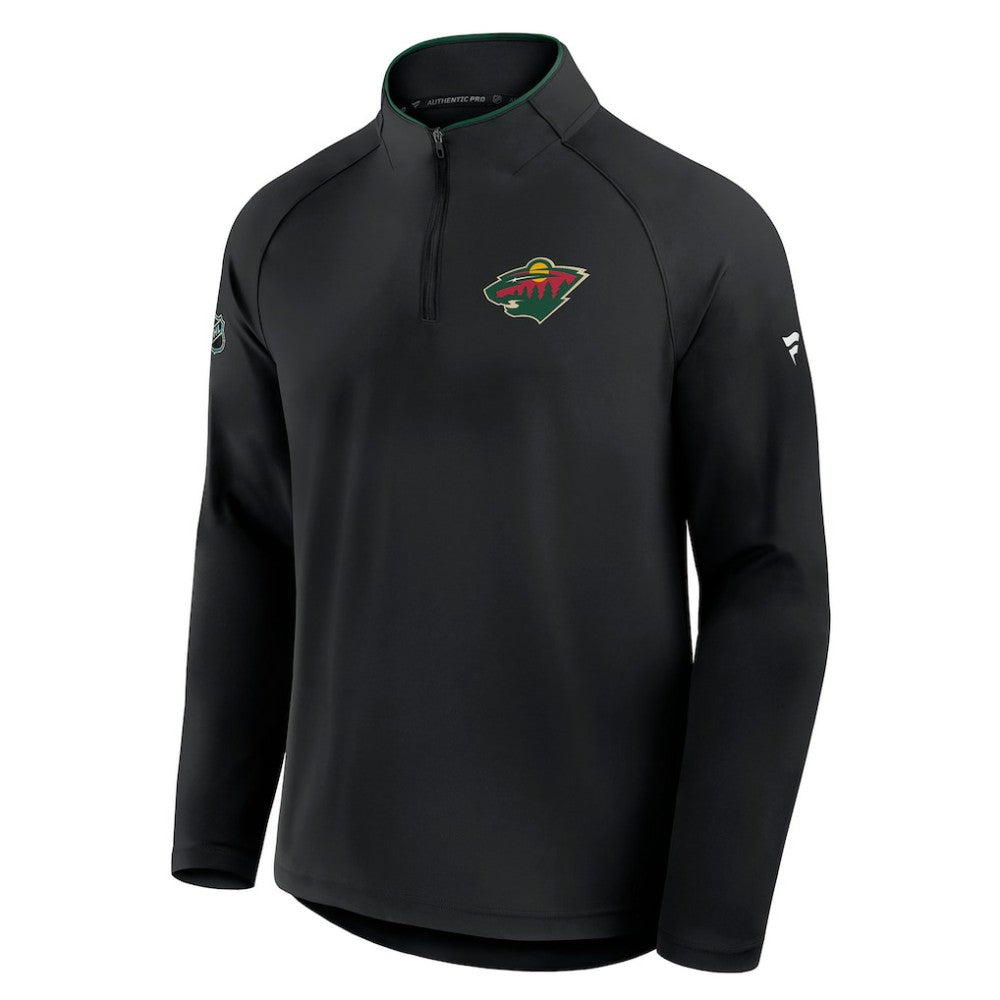 Minnesota Wild Fanatics Authentic Pro Rink Training Quarter-Zip Pullover - Black | US 202495677