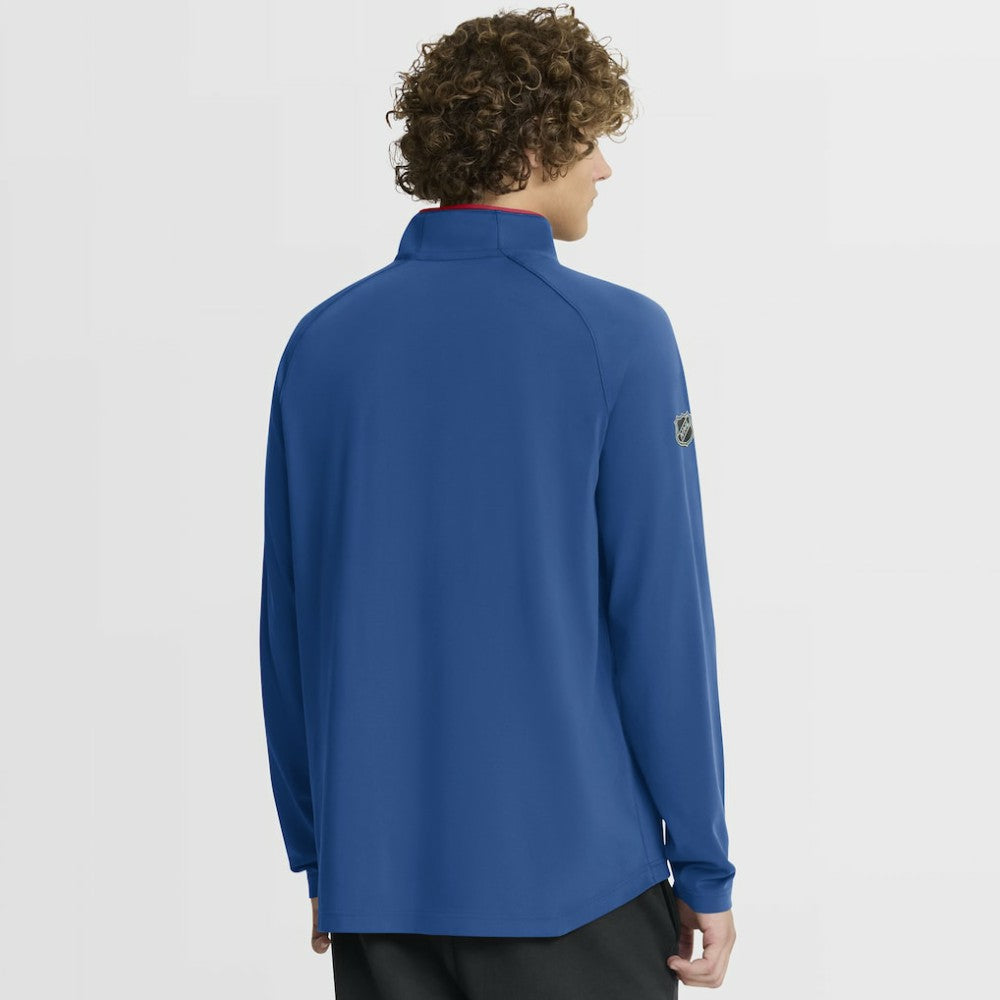 New York Rangers Fanatics Authentic Pro Rink Training Centennial Raglan Quarter-Zip Pullover - Blue | US 202495702