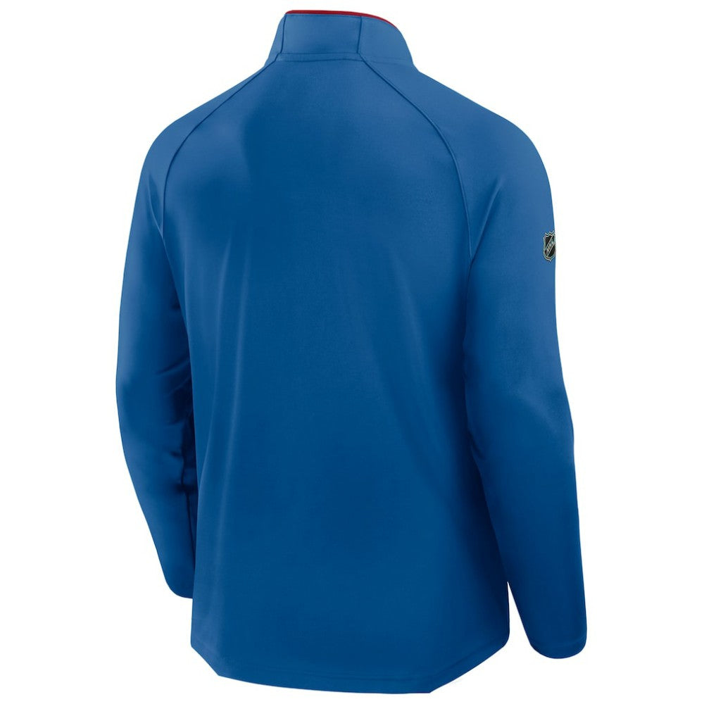 New York Rangers Fanatics Authentic Pro Rink Training Centennial Raglan Quarter-Zip Pullover - Blue | US 202495702
