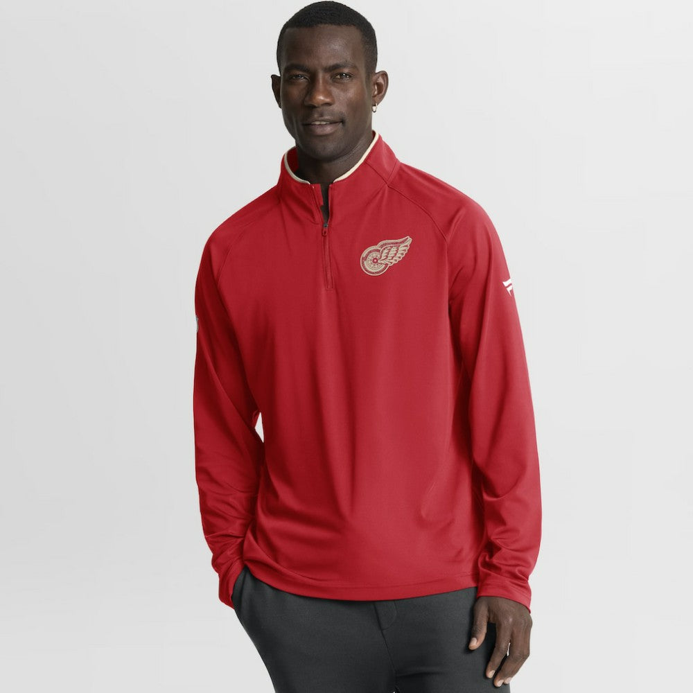 Detroit Red Wings Fanatics Authentic Pro Rink Training Centennial Raglan Quarter-Zip Pullover - Red | US 202495704