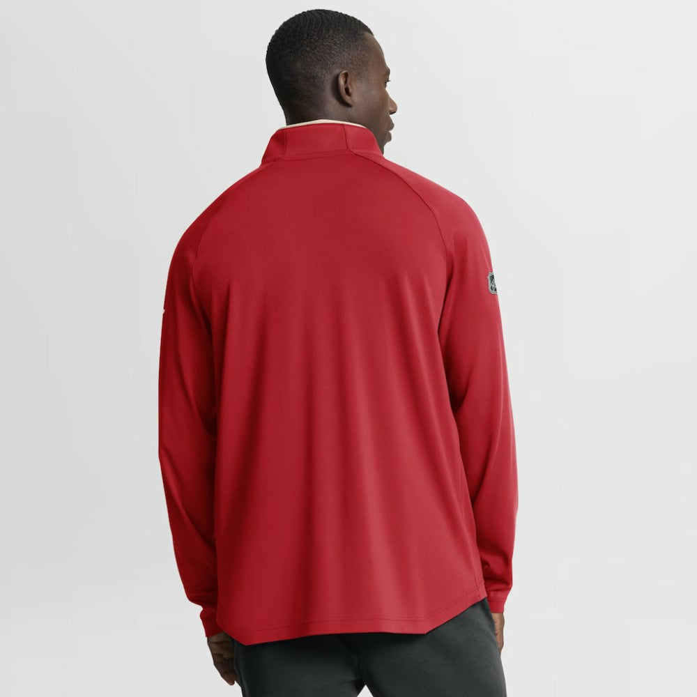 Detroit Red Wings Fanatics Authentic Pro Rink Training Centennial Raglan Quarter-Zip Pullover - Red | US 202495704