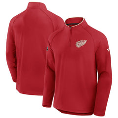 Detroit Red Wings Fanatics Authentic Pro Rink Training Centennial Raglan Quarter-Zip Pullover - Red | US 202495704