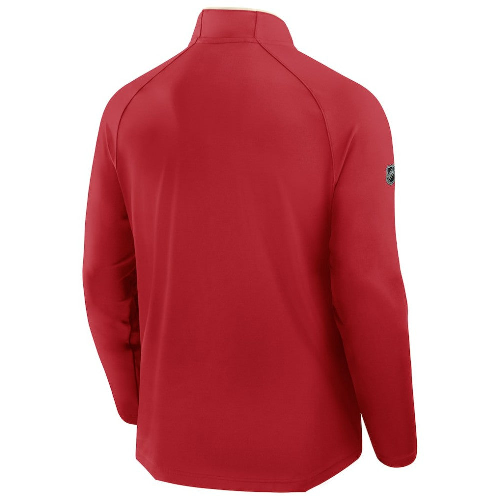 Detroit Red Wings Fanatics Authentic Pro Rink Training Centennial Raglan Quarter-Zip Pullover - Red | US 202495704