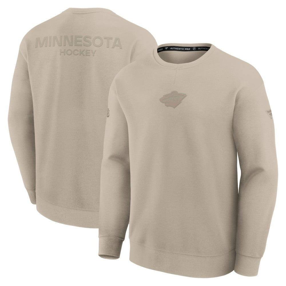 Minnesota Wild Fanatics Authentic Pro Road Tri-Blend Sweatshirt - Tan | US 202495755