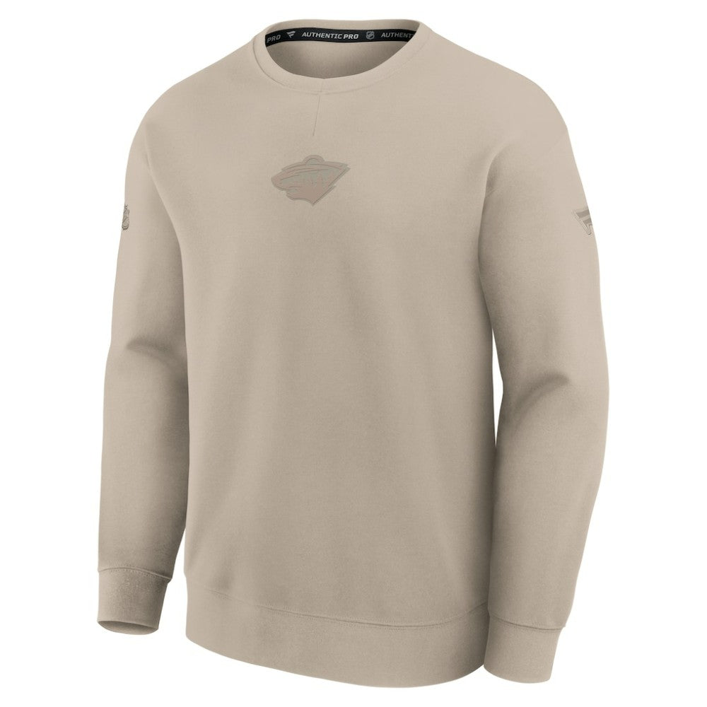 Minnesota Wild Fanatics Authentic Pro Road Tri-Blend Sweatshirt - Tan | US 202495755