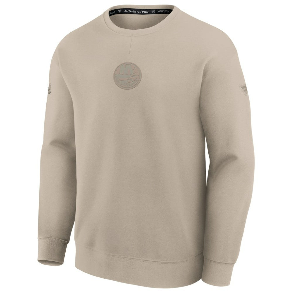 New York Islanders Fanatics Authentic Pro Road Tri-Blend Sweatshirt - Tan | US 202495770