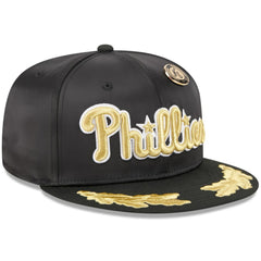 Philadelphia Phillies New Era 2025 59FIFTY Day Gold Leaf 59FIFTY Fitted Hat - Black Hats