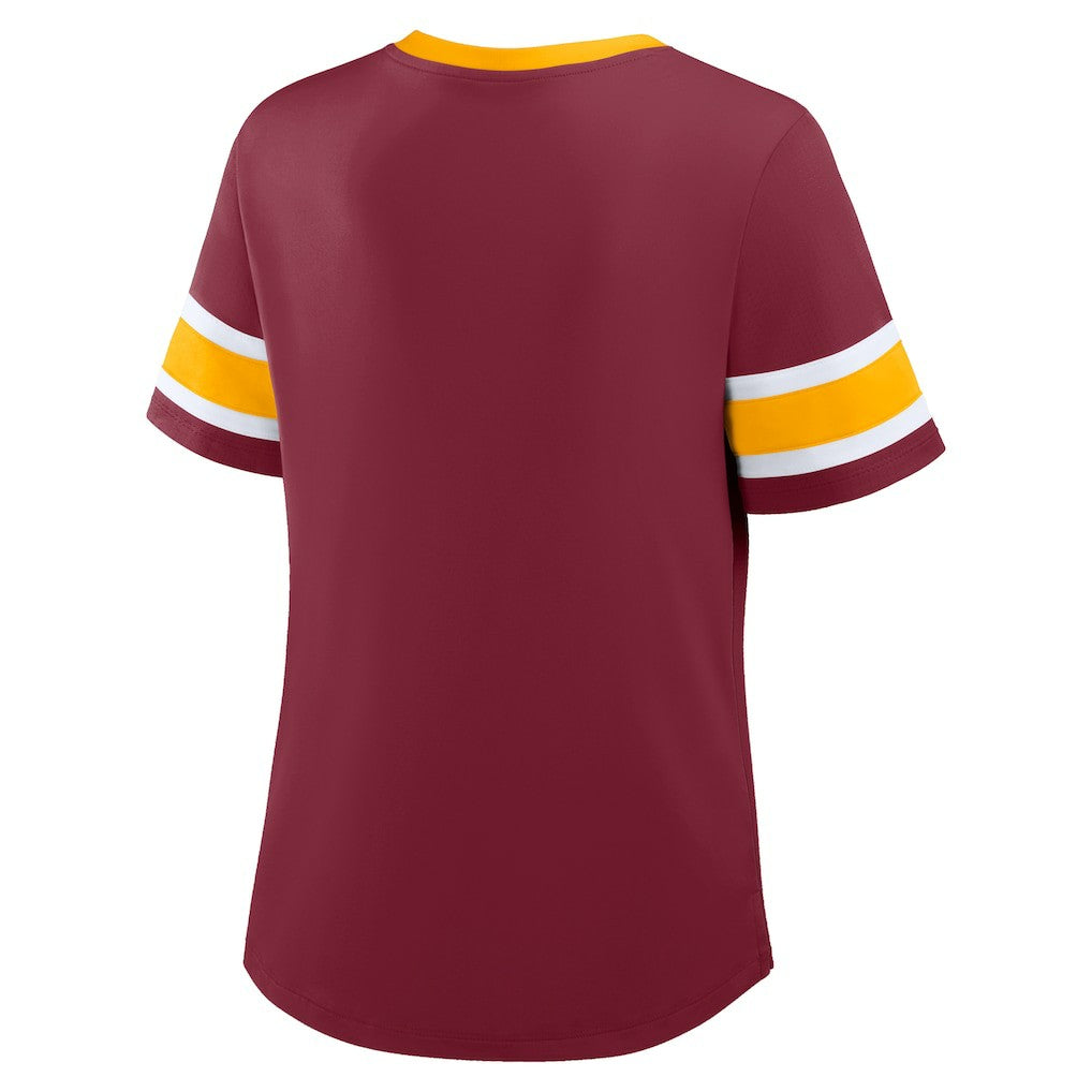 Washington Commanders Women's Redzone Draw Play Athena Lace-Up T-Shirt - Burgundy T-shirts
